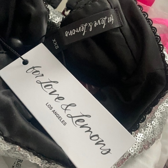 For love and lemons silver sequin panty size xxs micro short - Picture 5 of 5